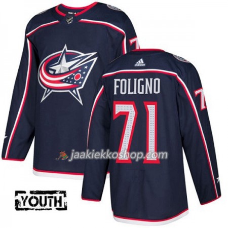 Lapsille NHL Blue Jackets Pelipaita Nick Foligno 71 Adidas 2017-2018 Marine Sininen Authentic